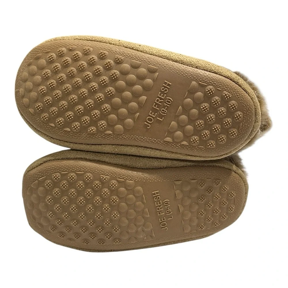 Joe Fresh Faux Fur Trim Knit Slippers Size 9 - Picture 6 of 6